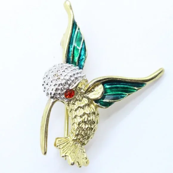 Marvella Jewelry Vintage Marvella Brooch Hummingbird Gold Tone